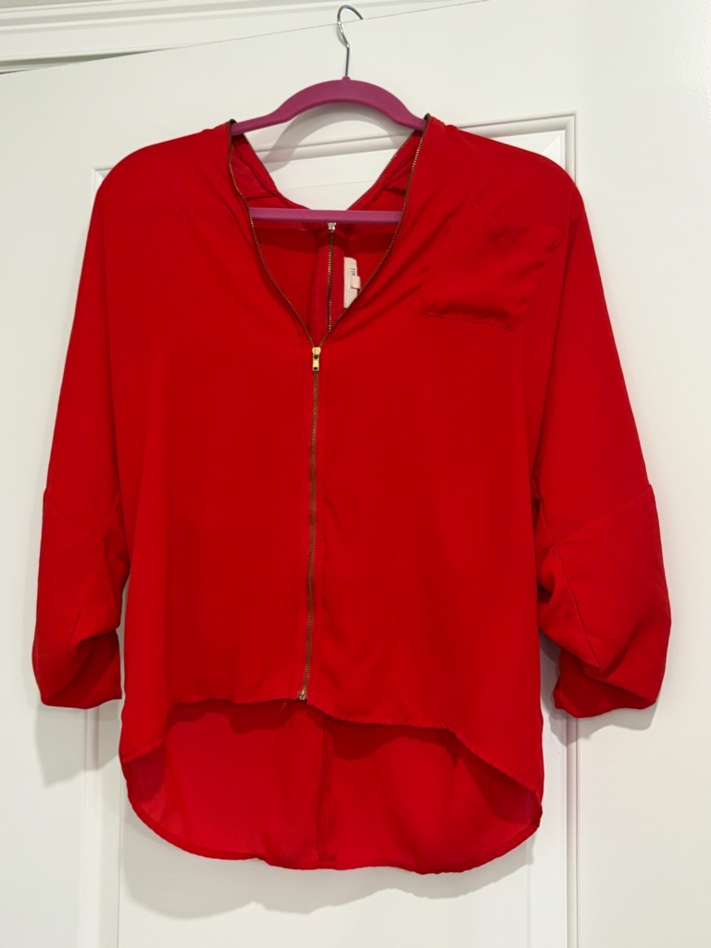 Kaii Red Zip-Front & Back Women's Top Small